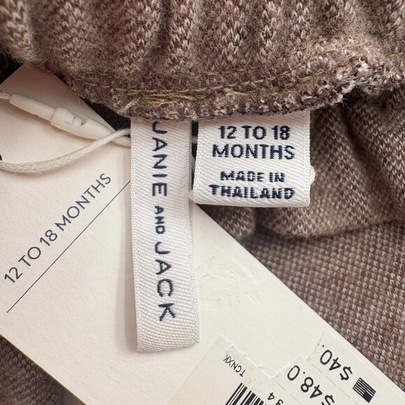 Janie & Jack Infant Toddler Pants Brown 12-18 Months 100% Cotton Bow Waist - Picture 5 of 6